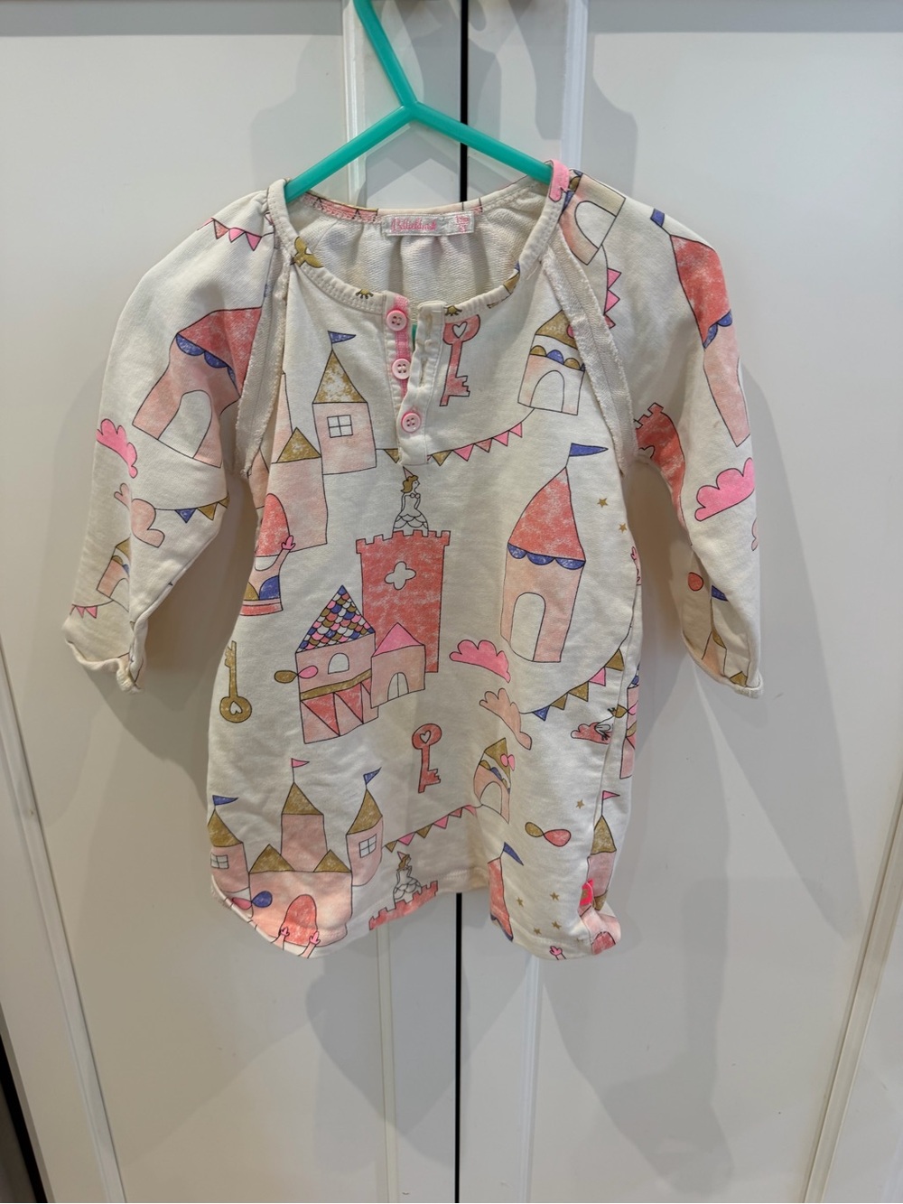 Billieblush 18m Cream Castle Print Long-Sleeve dress